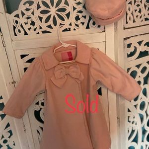 **SOLD** Pink Fleece Dress Coat w/Matching Pillbox Hat - 24 Mo.